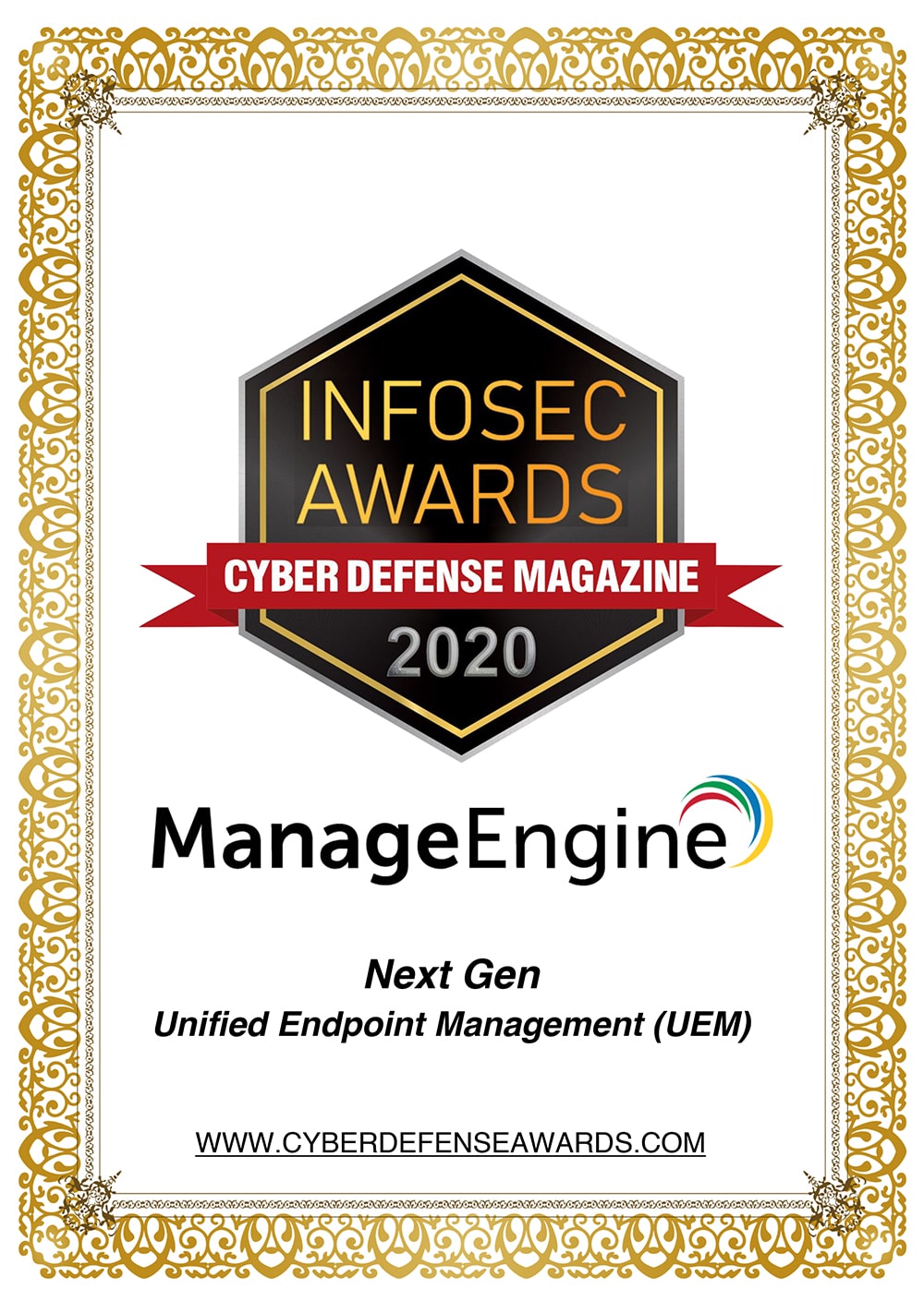 ManageEngine's Endpoint Central bags CDM Infosec Award 2020 under the 'Next Gen Unified Endpoint Management (UEM) solution' category Infosec Awards 2020